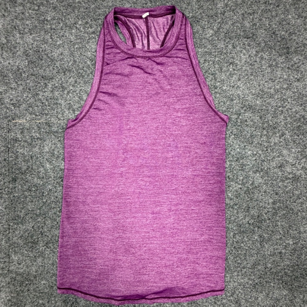 Lululemon Purple Heathered High Neck Split Back Racerback Athletic Tank Top